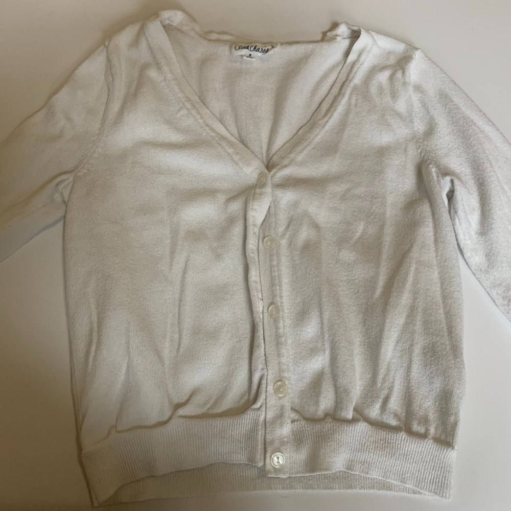 CLOUD CHASER WHITE BUTTON-UP CARDIGAN